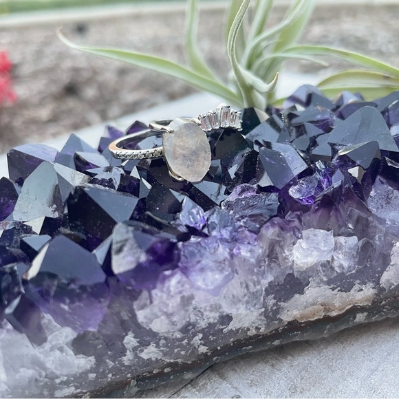 925 SS Raw Moonstone Stacking Ring Set - Picture 12 of 16